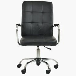 Vaughan Black Leather Swivel Home Office Chair