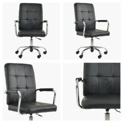 Vaughan Black Leather Swivel Home Office Chair -Furniture Specialty Store vaughan black white