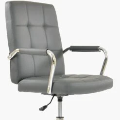 Vaughan Dark Grey Faux Leather Swivel Home Office Chair -Furniture Specialty Store vaughan dark grey 5