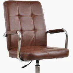 Vaughan Vintage Brown Leather Swivel Home Office Chair -Furniture Specialty Store vaughan vintage brown 4