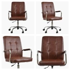 Vaughan Vintage Brown Leather Swivel Home Office Chair -Furniture Specialty Store vaughan vintage brown white