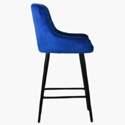 Vault Blue Velvet Black Leg Kitchen Stool -Furniture Specialty Store vault blue velvet black leg 3