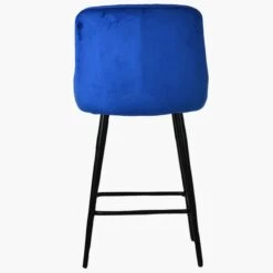 Vault Blue Velvet Black Leg Kitchen Stool -Furniture Specialty Store vault blue velvet black leg 4