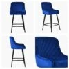 Vault Blue Velvet Black Leg Kitchen Stool -Furniture Specialty Store vault blue velvet black leg 5