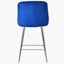 Vault Blue Velvet Chrome Leg Breakfast Stool -Furniture Specialty Store vault blue velvet chrome leg 4
