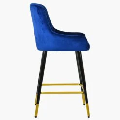 Vault Blue Velvet Black Gold Leg Barstool -Furniture Specialty Store vault blue velvet gold tip 3