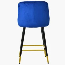 Vault Blue Velvet Black Gold Leg Barstool -Furniture Specialty Store vault blue velvet gold tip 4