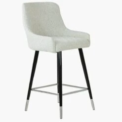 Vault Cream Boucle Black Silver Leg Breakfast Stool -Furniture Specialty Store vault cream boucle silver tip 1