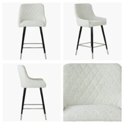 Vault Cream Boucle Black Silver Leg Breakfast Stool