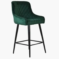 Vault Green Velvet Black Leg Bar Stool -Furniture Specialty Store vault green velvet black leg 1
