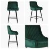 Vault Green Velvet Black Leg Bar Stool -Furniture Specialty Store vault green velvet black leg 5