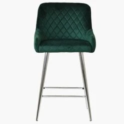 Vault Green Velvet Chrome Leg Kitchen Stool -Furniture Specialty Store vault green velvet chrome leg 2