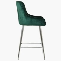 Vault Green Velvet Chrome Leg Kitchen Stool -Furniture Specialty Store vault green velvet chrome leg 3