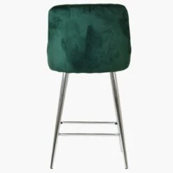 Vault Green Velvet Chrome Leg Kitchen Stool -Furniture Specialty Store vault green velvet chrome leg 4