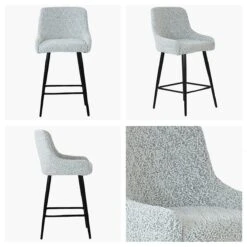Vault Grey Boucle Black Leg Breakfast Stool