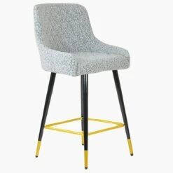 Vault Grey Boucle Black Silver Leg Breakfast Stool -Furniture Specialty Store vault grey boucle gold tip 1 1