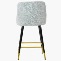 Vault Grey Boucle Black Silver Leg Breakfast Stool -Furniture Specialty Store vault grey boucle gold tip 4 1