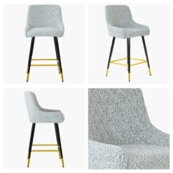 Vault Grey Boucle Black Silver Leg Breakfast Stool