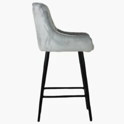 Vault Grey Velvet Black Leg Kitchen Stool -Furniture Specialty Store vault light grey velvet black leg 3