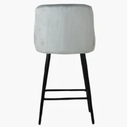 Vault Grey Velvet Black Leg Kitchen Stool -Furniture Specialty Store vault light grey velvet black leg 4