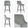 Vault Grey Velvet Black Leg Kitchen Stool -Furniture Specialty Store vault light grey velvet black leg 5