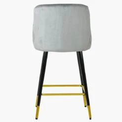 Vault Grey Velvet Black Gold Leg Barstool -Furniture Specialty Store vault light grey velvet gold tip 4