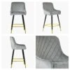 Vault Grey Velvet Black Gold Leg Barstool -Furniture Specialty Store vault light grey velvet gold tip 5
