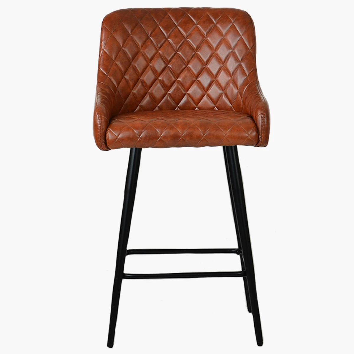 Vault Vintage Brown Faux Leather Black Leg Bar Stool - Image 2