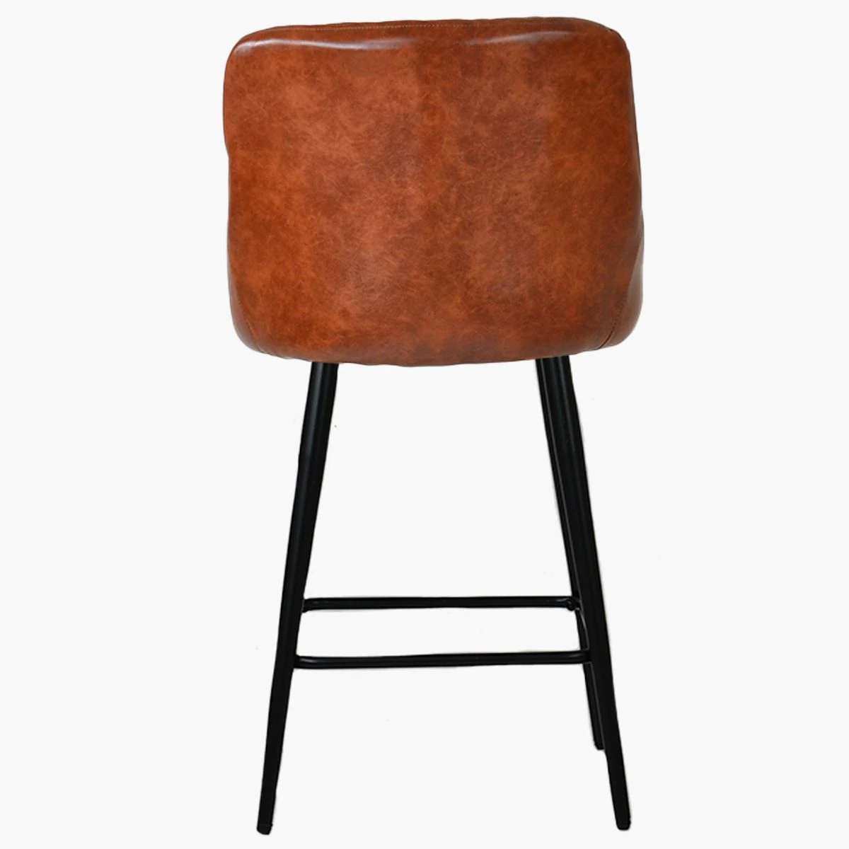 Vault Vintage Brown Faux Leather Black Leg Bar Stool - Image 5