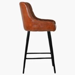 Vault Vintage Brown Faux Leather Black Leg Bar Stool -Furniture Specialty Store vault vintage brown black leg 4