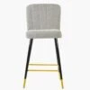 Waldorf Stone Grey Boucle Black Gold Leg Bar Stool -Furniture Specialty Store waldorf beige boucle gold tip 1 1