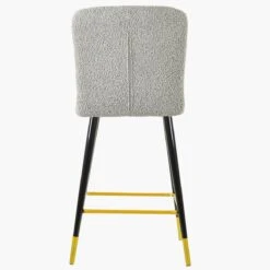 Waldorf Stone Grey Boucle Black Gold Leg Bar Stool -Furniture Specialty Store waldorf beige boucle gold tip 4 1