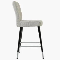 Waldorf Stone Grey Boucle Black Silver Leg Kitchen Stool -Furniture Specialty Store waldorf beige boucle silver tip 2