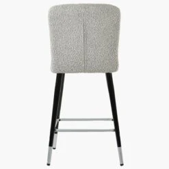 Waldorf Stone Grey Boucle Black Silver Leg Kitchen Stool -Furniture Specialty Store waldorf beige boucle silver tip 4