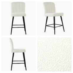 Waldorf Cream Boucle Black Leg Barstool