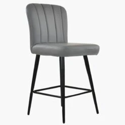 Waldorf Dark Grey Faux Leather Black Leg Barstool -Furniture Specialty Store waldorf dark grey pu black leg 1