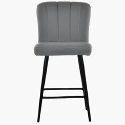 Waldorf Dark Grey Faux Leather Black Leg Barstool -Furniture Specialty Store waldorf dark grey pu black leg 2