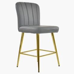 Waldorf Dark Grey Faux Leather Gold Leg Breakfast Stool -Furniture Specialty Store waldorf dark grey pu gold leg 1