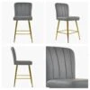Waldorf Dark Grey Faux Leather Gold Leg Breakfast Stool -Furniture Specialty Store waldorf dark grey pu gold leg 4