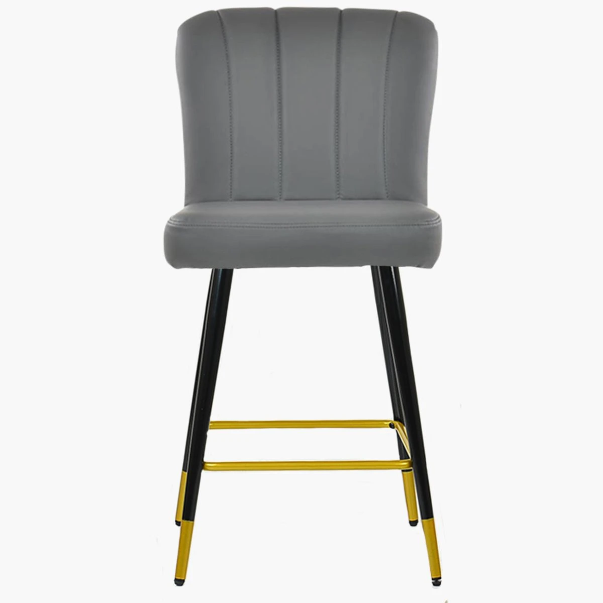 Waldorf Dark Grey Faux Leather Black Gold Leg Bar Stool - Image 2
