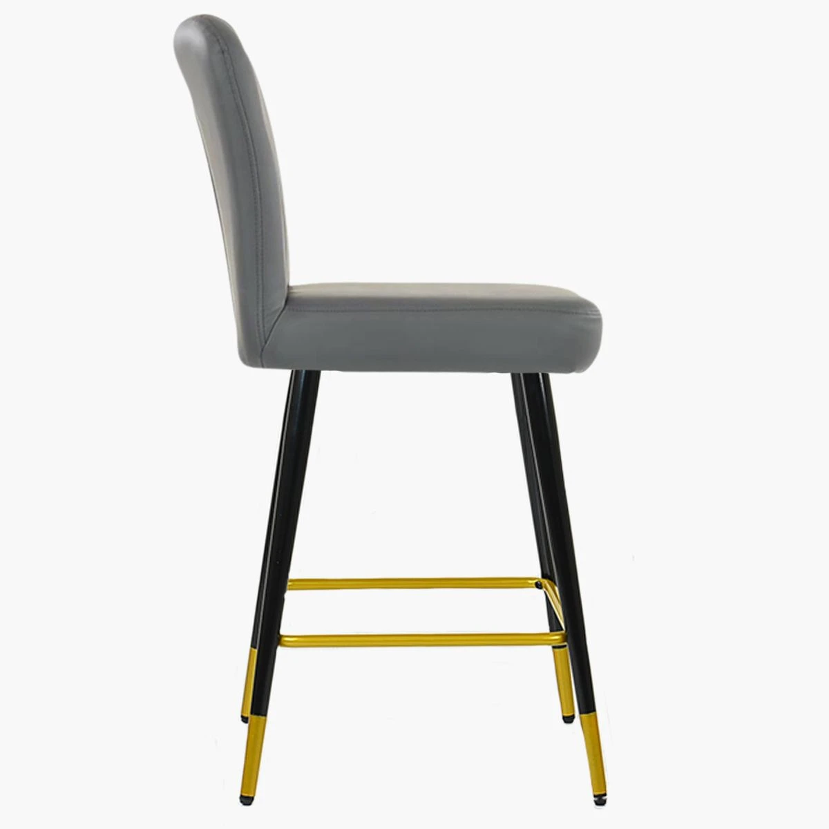 Waldorf Dark Grey Faux Leather Black Gold Leg Bar Stool - Image 4