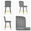 Waldorf Dark Grey Faux Leather Black Gold Leg Bar Stool -Furniture Specialty Store waldorf dark grey pu gold tip leg 4