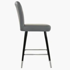 Waldorf Dark Grey Faux Leather Black Silver Leg Barstool -Furniture Specialty Store waldorf dark grey pu silver tip leg 3
