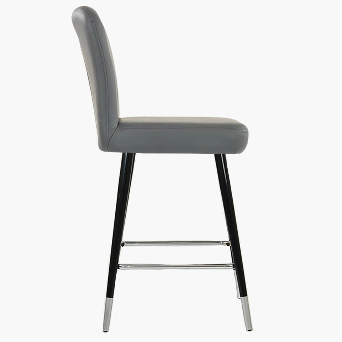 Waldorf Dark Grey Faux Leather Black Silver Leg Barstool - Image 4