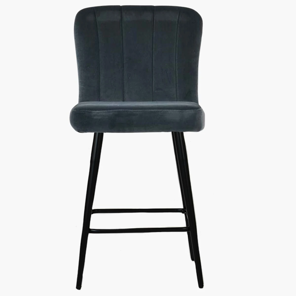 Waldorf Dark Grey Velvet Black Leg Kitchen Stool 4 Waldorf Dark Grey Velvet Black Leg Kitchen Stool - Image 2