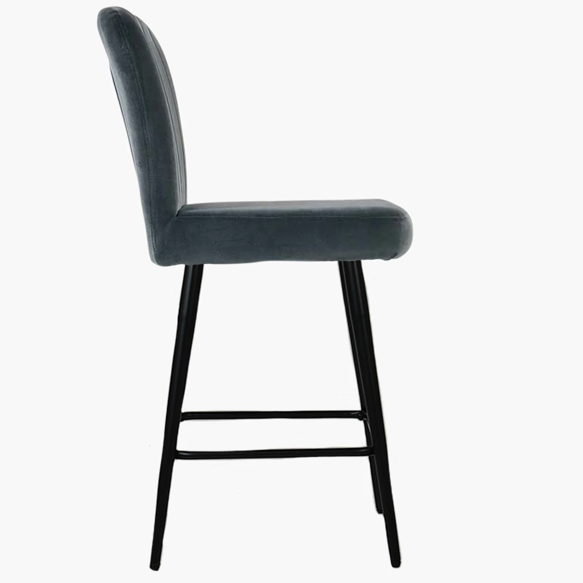 Waldorf Dark Grey Velvet Black Leg Kitchen Stool 6 Waldorf Dark Grey Velvet Black Leg Kitchen Stool - Image 4