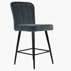 Waldorf Dark Grey Velvet Black Leg Kitchen Stool 8 Waldorf Dark Grey Velvet Black Leg Kitchen Stool -Furniture Specialty Store waldorf dark grey velvet black leg 3