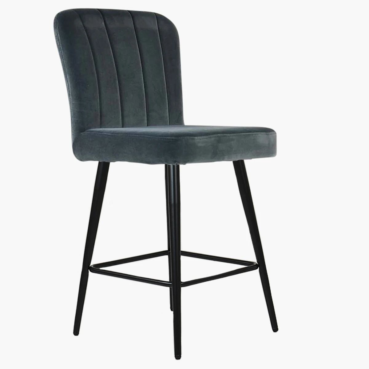 Waldorf Dark Grey Velvet Black Leg Kitchen Stool 5 Waldorf Dark Grey Velvet Black Leg Kitchen Stool - Image 3