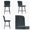 Waldorf Dark Grey Velvet Black Leg Kitchen Stool 2 Waldorf Dark Grey Velvet Black Leg Kitchen Stool -Furniture Specialty Store waldorf dark grey velvet black leg 4