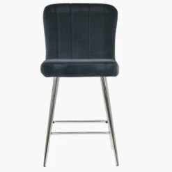 Waldorf Dark Grey Velvet Chrome Leg Breakfast Stool -Furniture Specialty Store waldorf dark grey velvet chrome leg 1